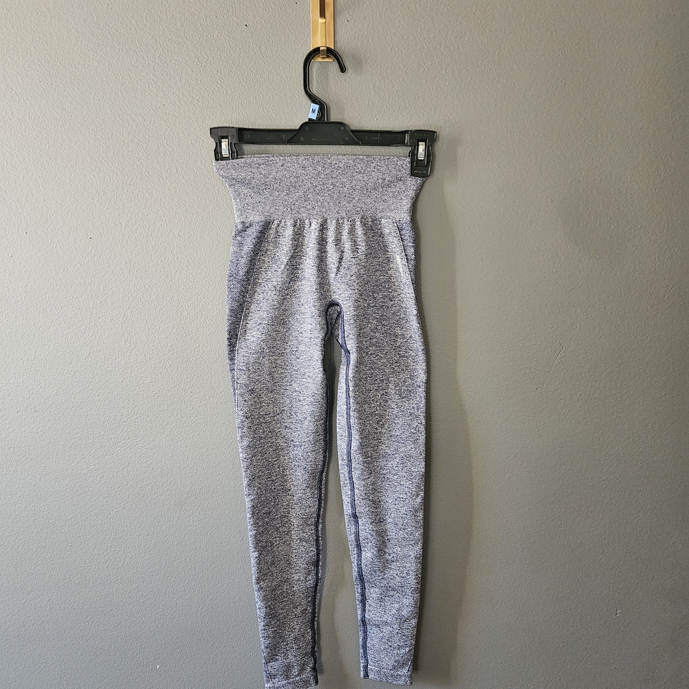 Gymshark Gray Blue Compression Leggings Athletic Workout